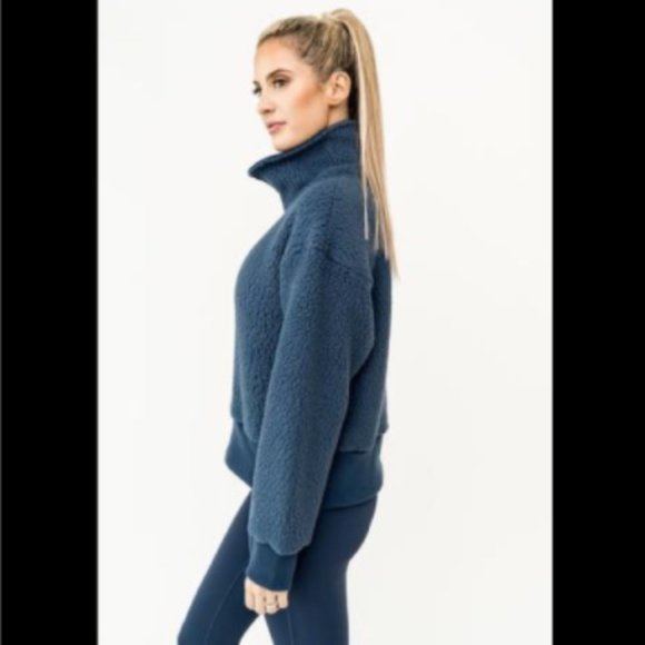 NWT IVL Keep It Toasty Polartec Half Zip Pullover Sherpa Fleece Jacket in Navy - Picture 10 of 12